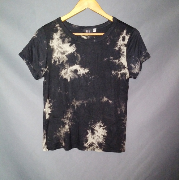 Tie dye black T-shirt rayon and spandex - fitted - Picture 2 of 11